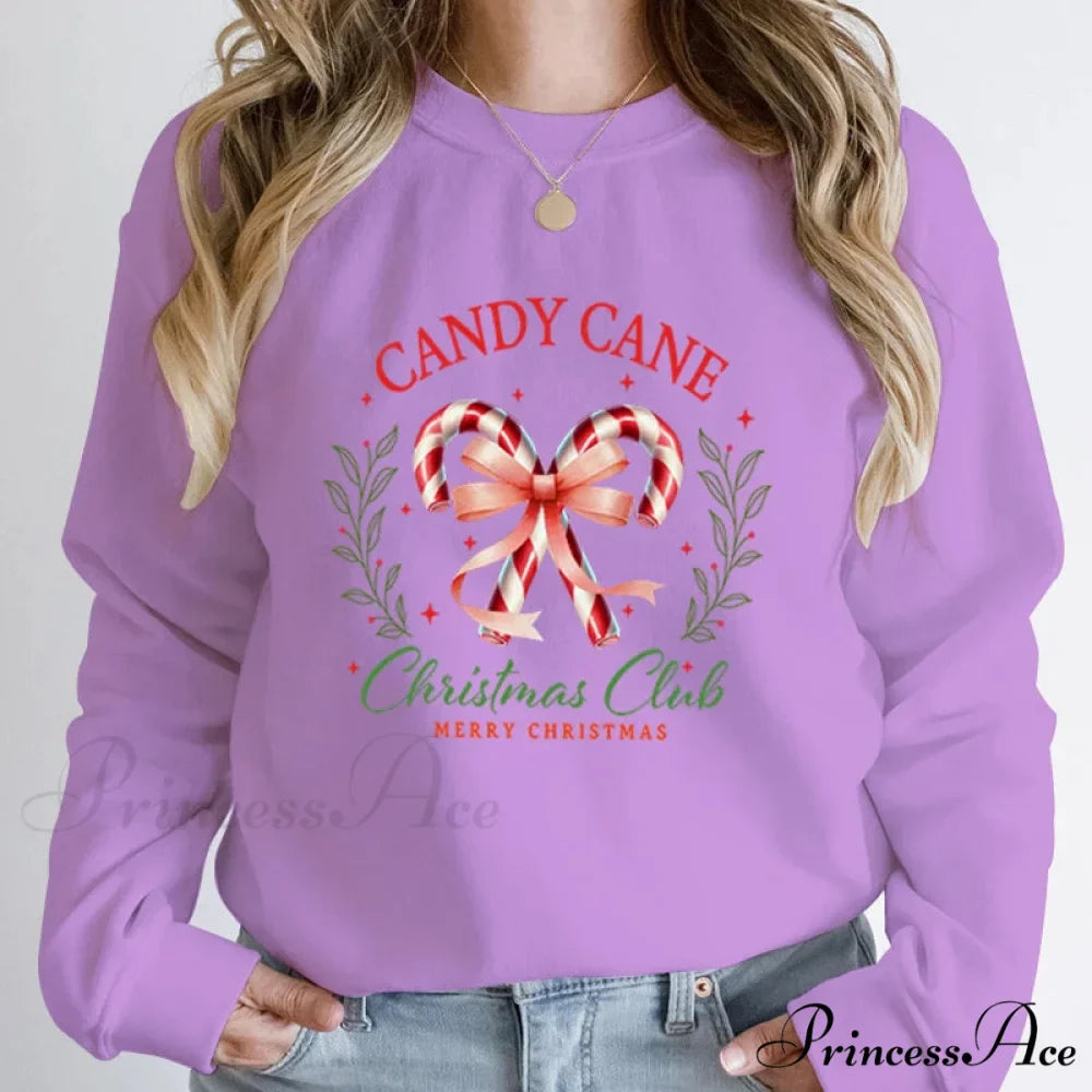 Merry Candy Cane Christmas Club Round Neck Christmas Hoodie