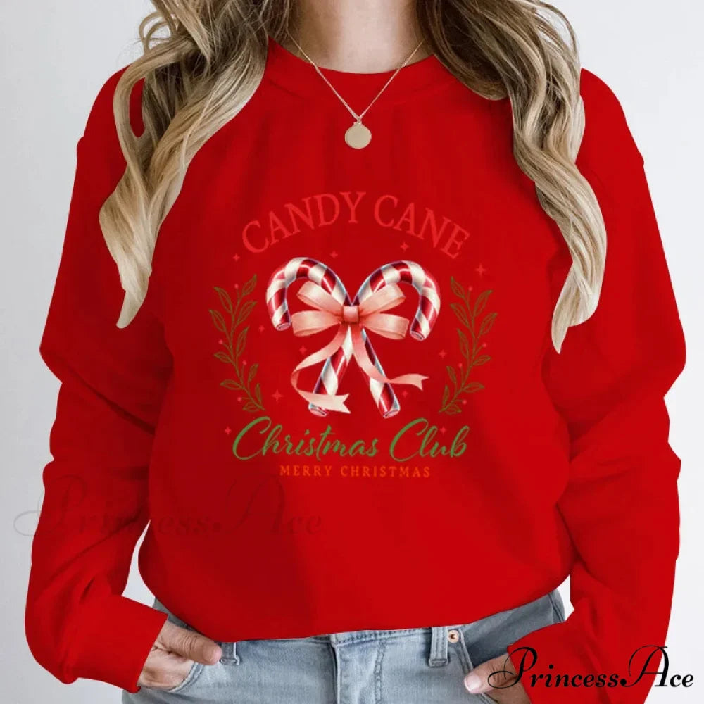 Merry Candy Cane Christmas Club Round Neck Christmas Hoodie