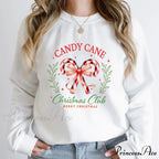 Merry Candy Cane Christmas Club Round Neck Christmas Hoodie