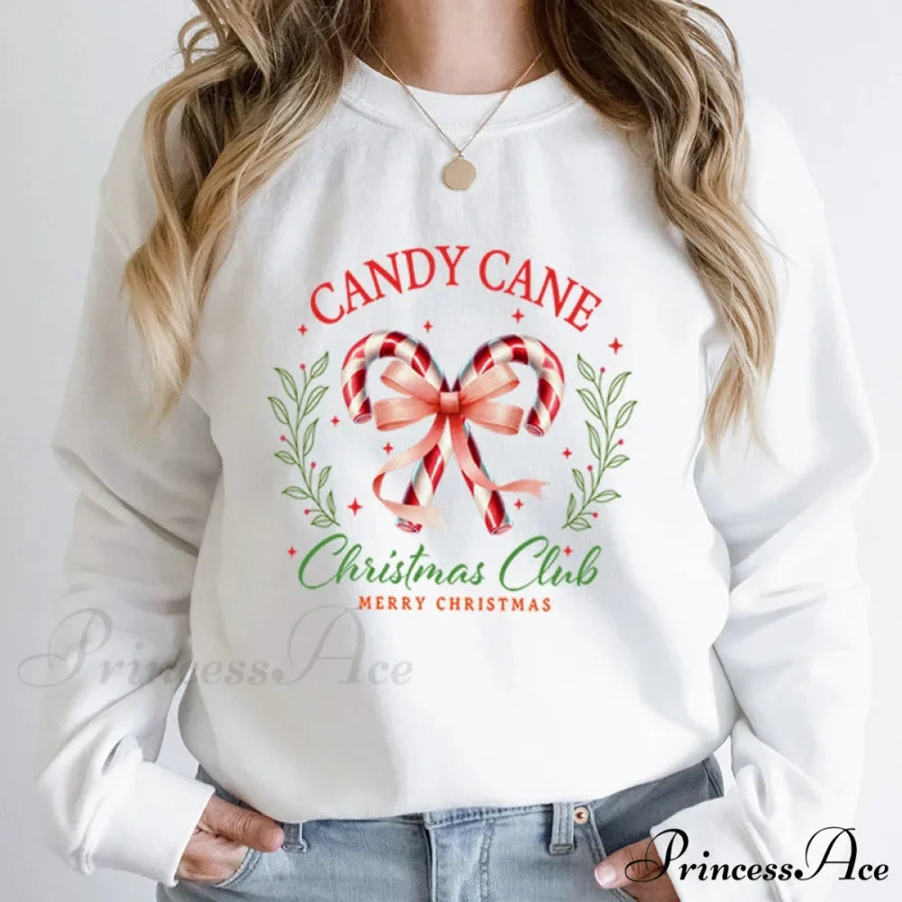 Merry Candy Cane Christmas Club Round Neck Christmas Hoodie