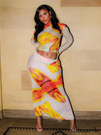 Mesh Cropped Bodycon Maxi Dress