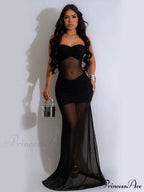 Mesh Patchwork Hollow Party Dress