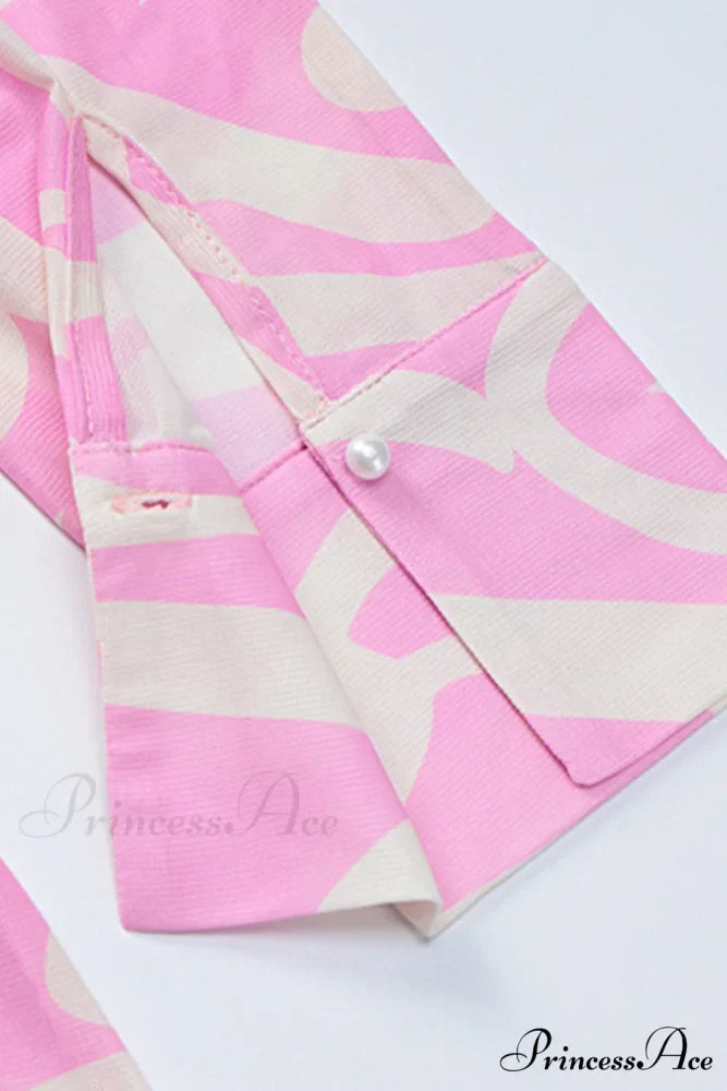 Mesh Printed Blouse in Pink