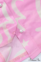 Mesh Printed Blouse in Pink