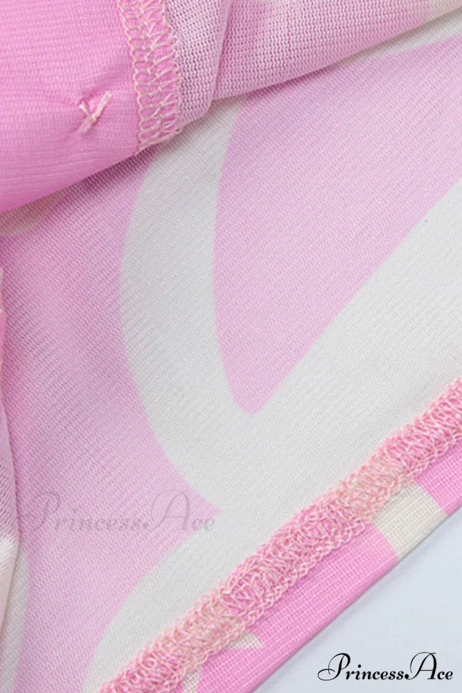 Mesh Printed Blouse in Pink