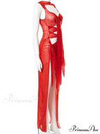 Mesh Sheer See Through Summer for Women Beach Party Clubwear Sleeveless Hollow Out Female Vestidos