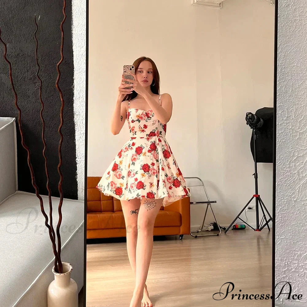 Mesh Skirt Flower Pattern A-line Flower Dress