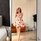 Mesh Skirt Flower Pattern A-line Flower Dress