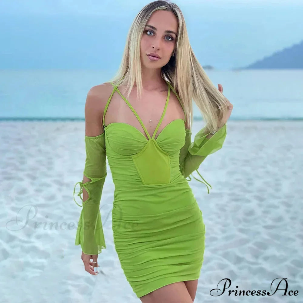 Mesh Straps Short Dress