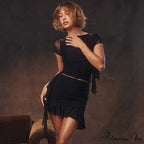 Mesh Through Ruffle Fringe Bodycon Mini Dress