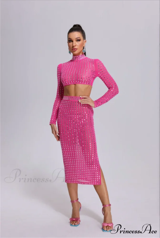 Mesh Top Skirt Sparkling Party Dress