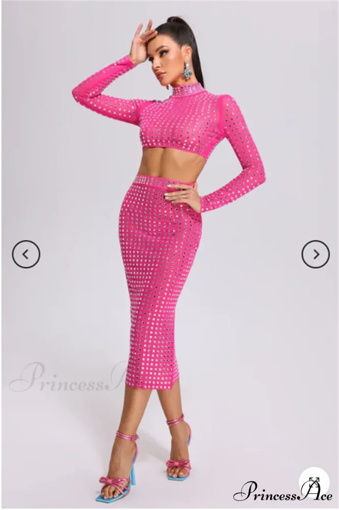 Mesh Top Skirt Sparkling Party Dress