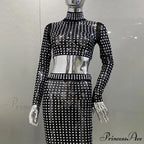 Mesh Top Skirt Sparkling Party Dress