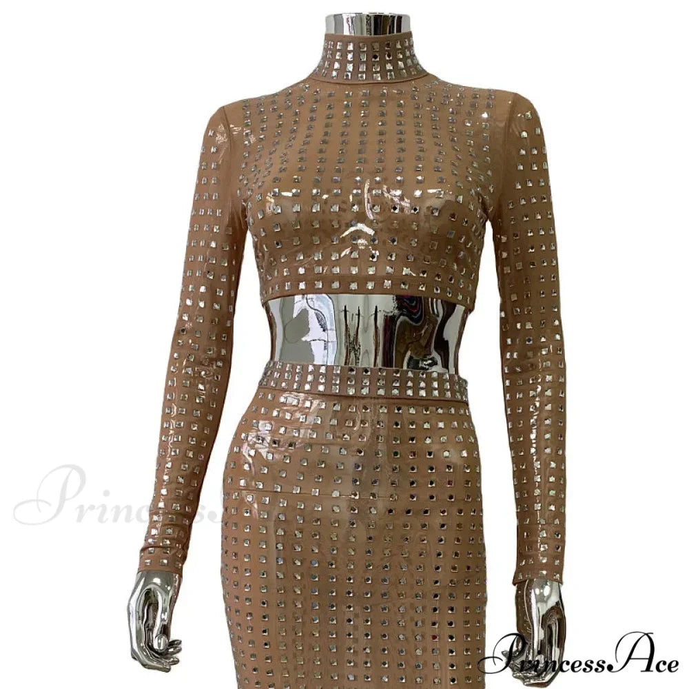 Mesh Top Skirt Sparkling Party Dress