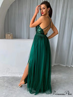 Mesh V-neck Maxi Dress