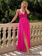 Mesh V-neck Maxi Dress