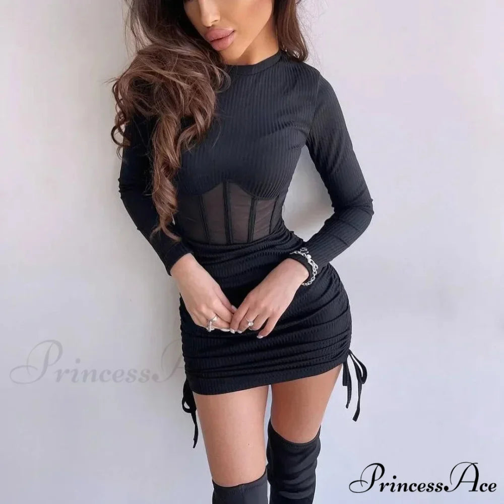 Mesh Waist Bodycon Mini Dress