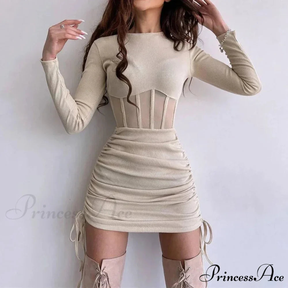 Mesh Waist Bodycon Mini Dress