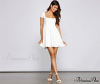 Mesmerizing Beauty Puff Charming Sleeve Eyelet Skater Dress