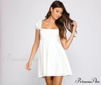 Mesmerizing Beauty Puff Charming Sleeve Eyelet Skater Dress