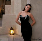 Metal Chain Black Bandage Party Dress