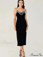 Metal Chain Black Bandage Party Dress