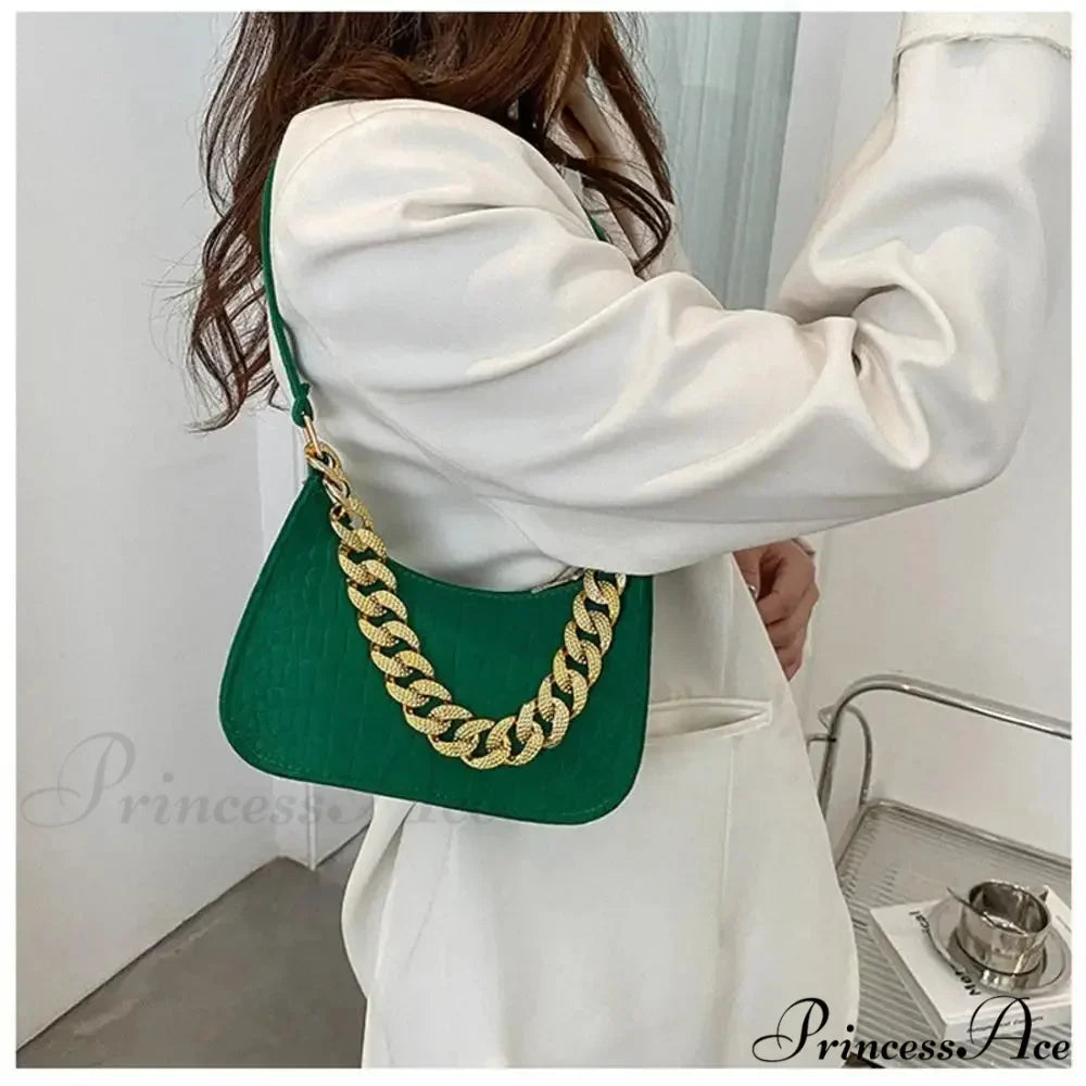 Metal Chain Shoulder Handbag Stylish Clutch