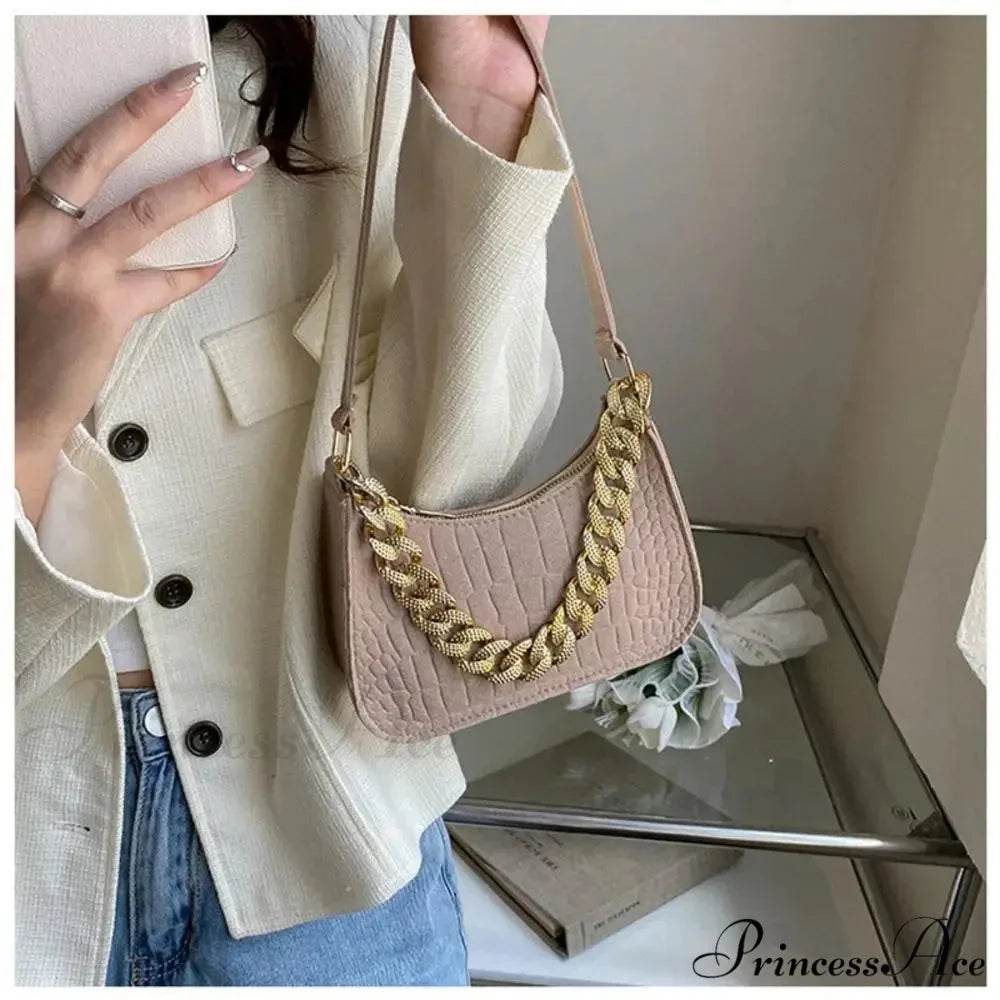 Metal Chain Shoulder Handbag Stylish Clutch