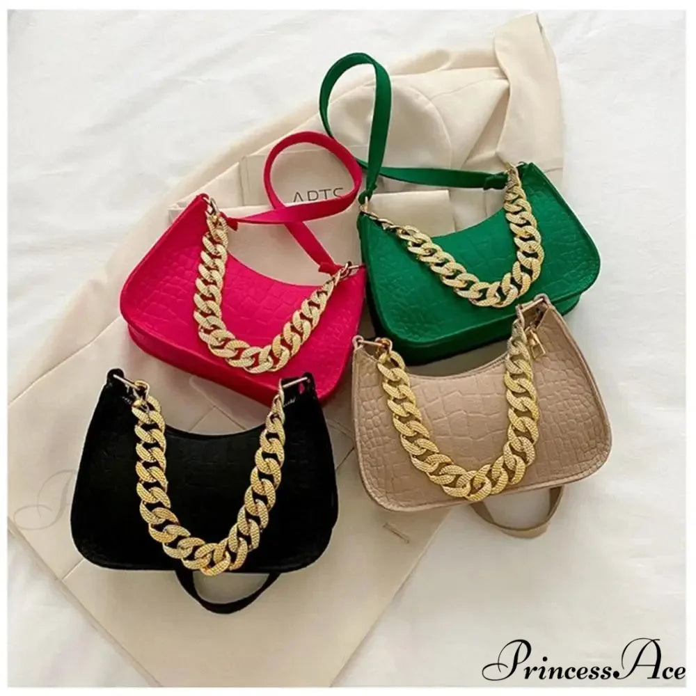 Metal Chain Shoulder Handbag Stylish Clutch