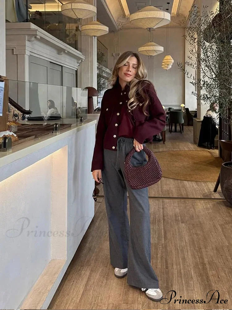 Metal Solitary Fronted Maroon Bomber Jacket