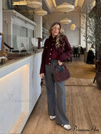 Metal Solitary Fronted Maroon Bomber Jacket