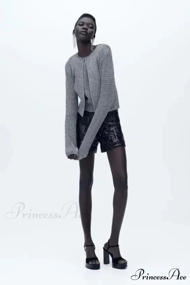 Metallic Thread Knitted Cardigan