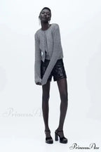 Metallic Thread Knitted Cardigan