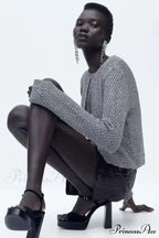 Metallic Thread Knitted Cardigan