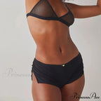 Micro Low Waist Side Slit Mini Pleated Slim Underwear Short