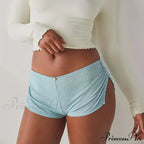 Micro Low Waist Side Slit Mini Pleated Slim Underwear Short