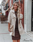 Mid Length Casual Long Sleeve Coat