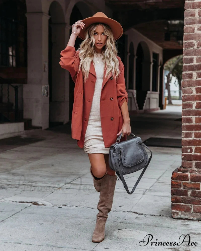 Mid Length Casual Long Sleeve Coat