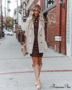 Mid Length Casual Long Sleeve Coat