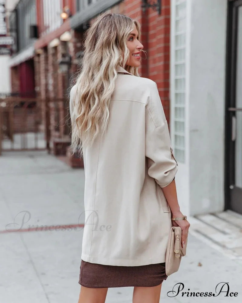 Mid Length Casual Long Sleeve Coat