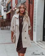 Mid Length Casual Long Sleeve Coat