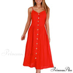 Midi Button Backless Polka Dot Striped Dress