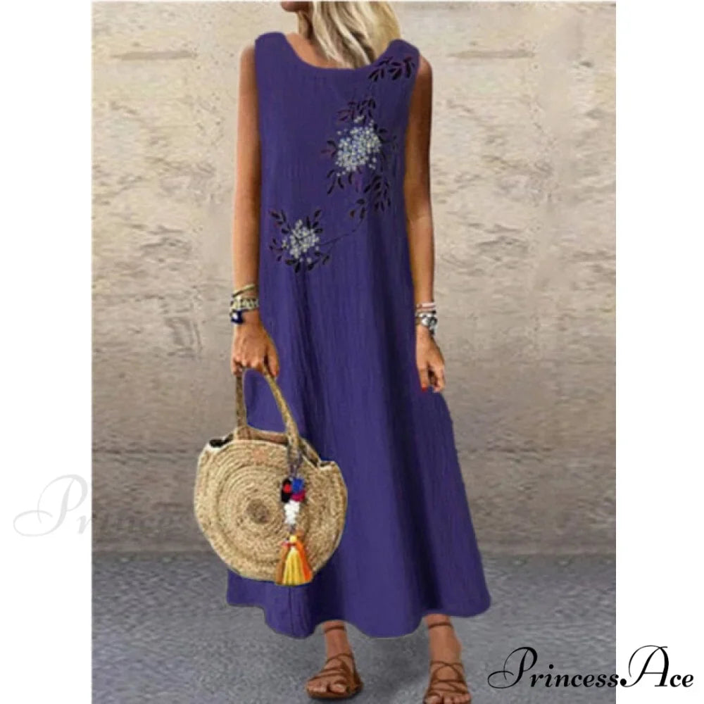 Midi Casual Linen Loose Sleeveless Maxi Dress