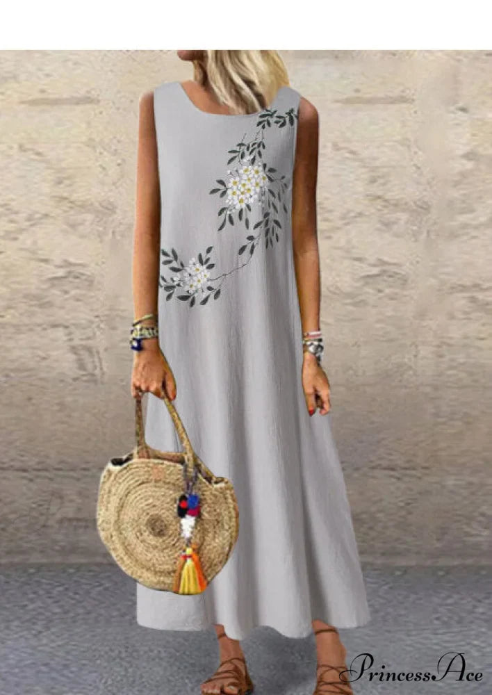 Midi Casual Linen Loose Sleeveless Maxi Dress
