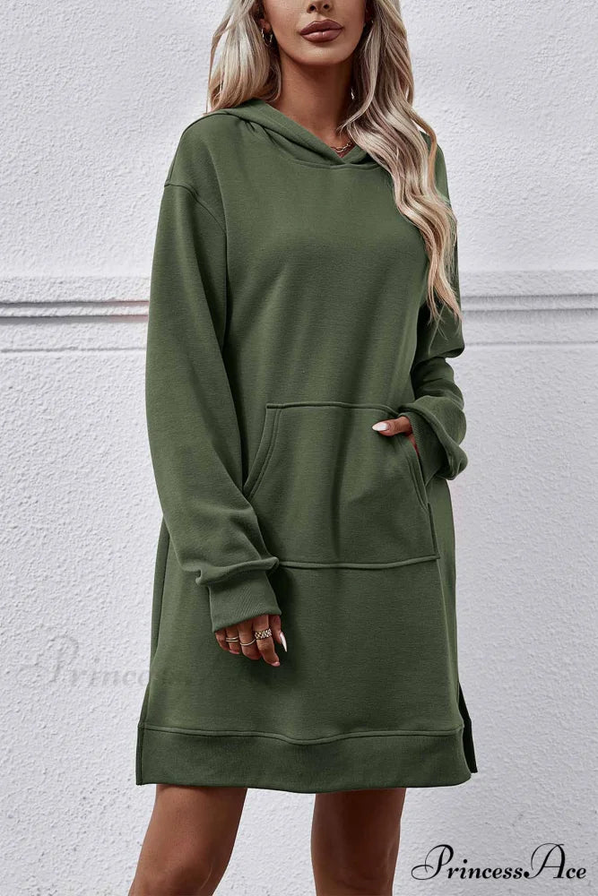 Midi Hoodie Dress with Pocket Slit