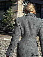 Midsection Up Solitary Buttoned Wool Overcoat