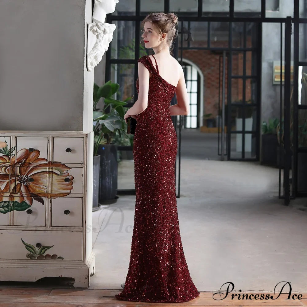 Mile one-shoulder bright Charming sequined formal dress