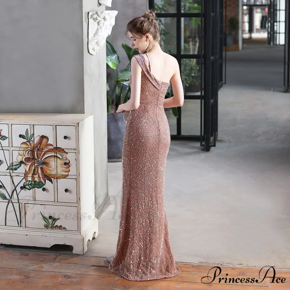 Mile one-shoulder bright Charming sequined formal dress