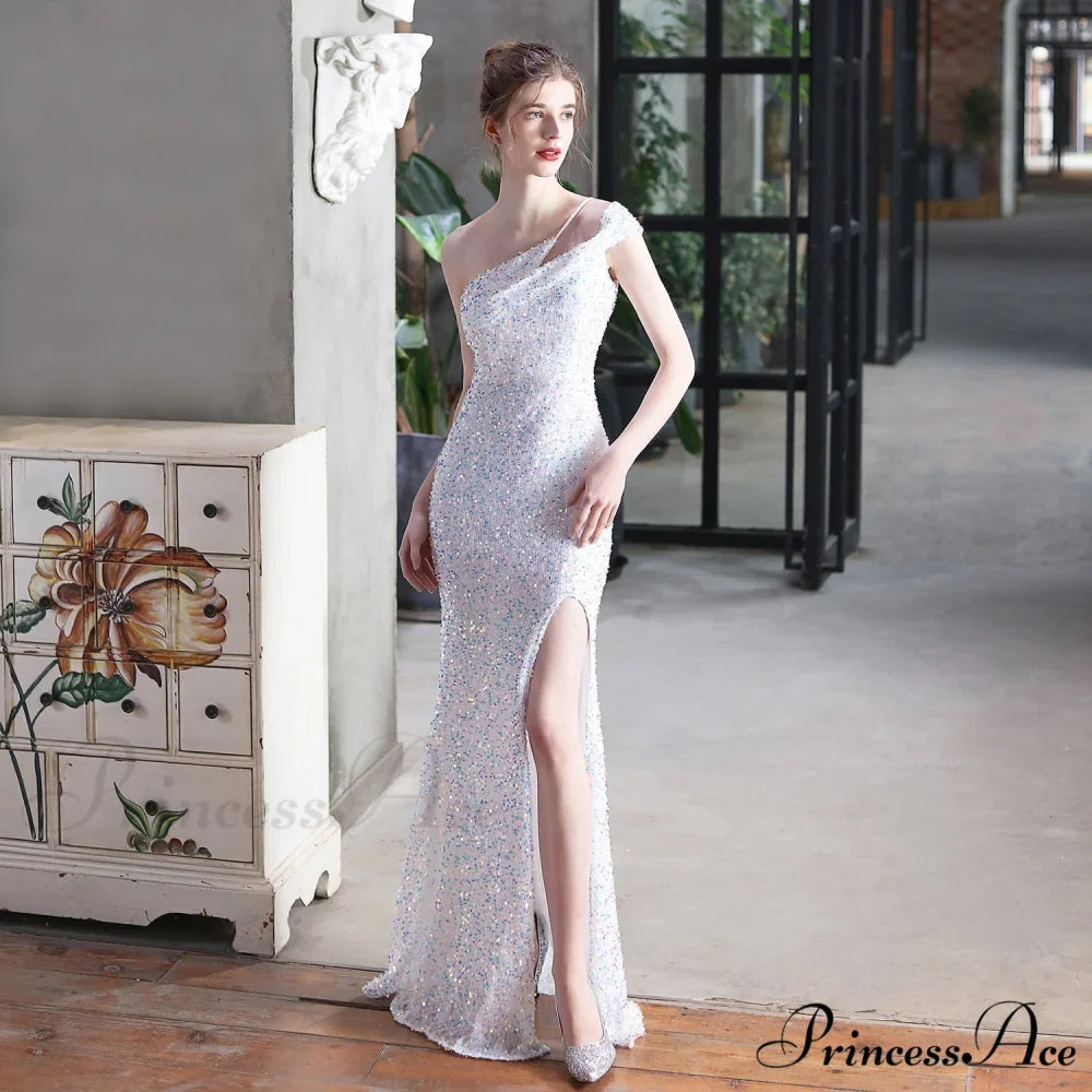 Mile one-shoulder bright Charming sequined formal dress