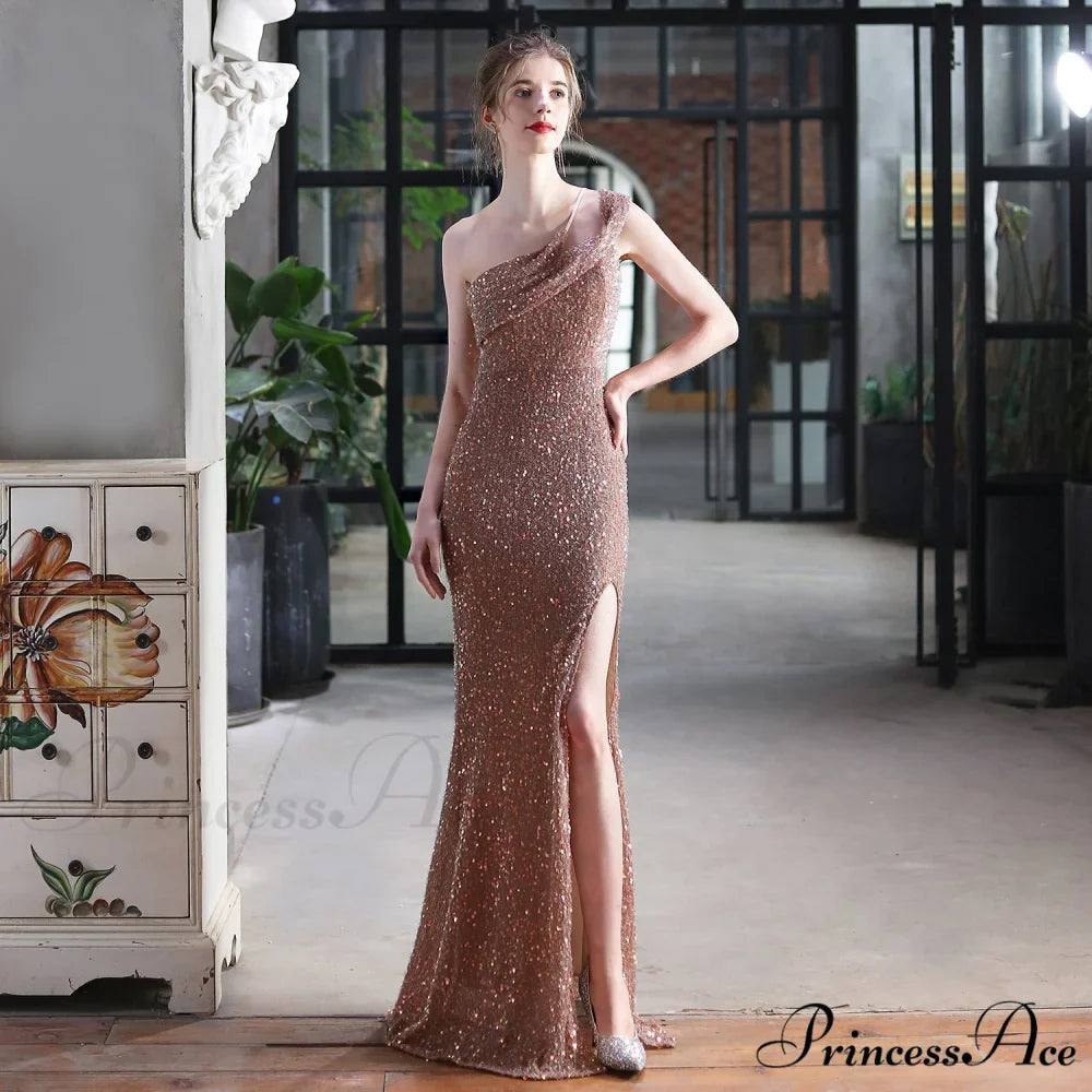 Mile one-shoulder bright Charming sequined formal dress